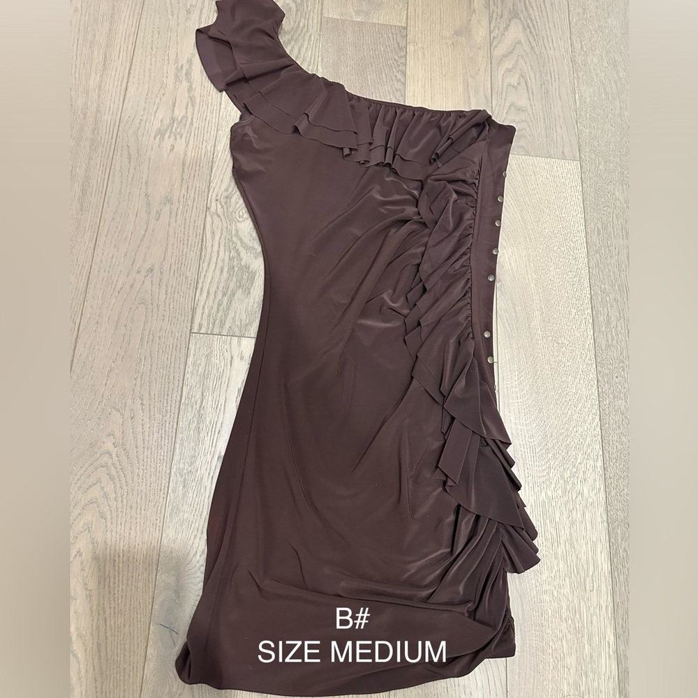 Elegant Brown One-Shoulder Dress